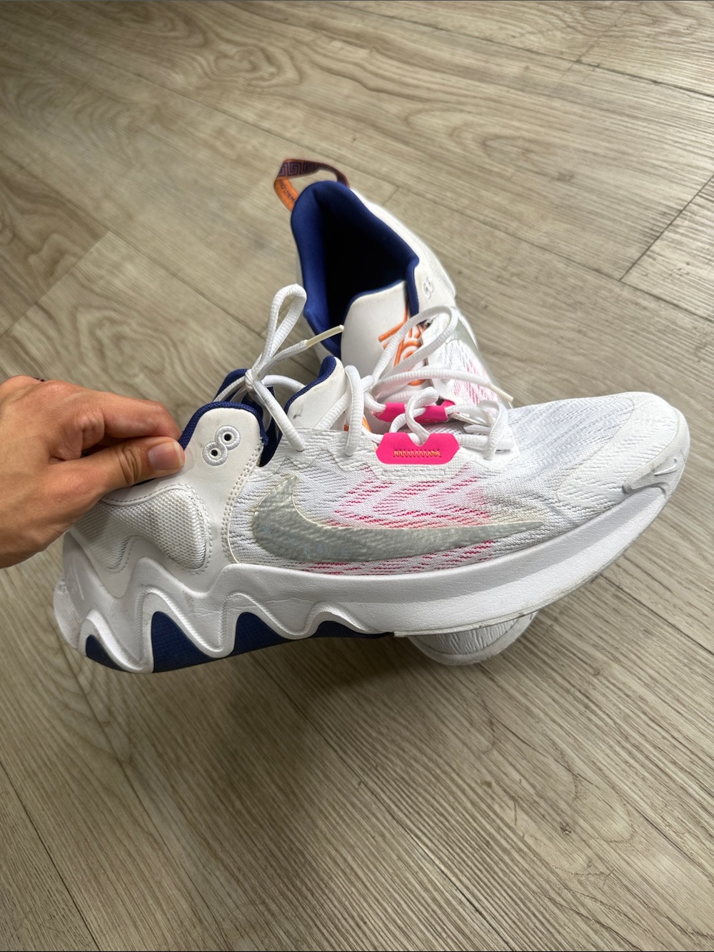 Nike White Athletic Sneakers with Pink & Navy Accents